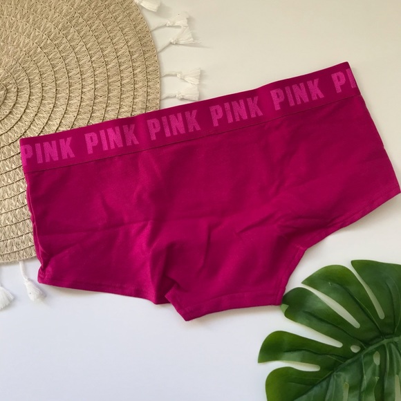 Victoria’s Secret PINK Logo Boyshort Panty Pink Thrill All The Jingle Ladies NEW - Picture 3 of 4